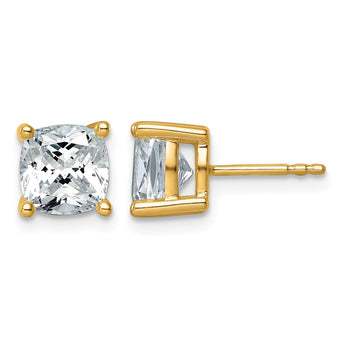 14K Yellow Gold 4 ct Lab-Created Diamond VS/SI+ G+, Cushion-Cut 4-Prong Stud Earrings - Birthstone Company