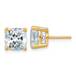 14K Yellow Gold 6 ct Certified Lab-Created Diamond VS+ F+, Cushion-Cut 4-Prong Stud Earrings