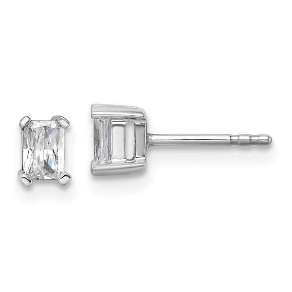 14K White Gold 1/2 ct Lab-Created Diamond VS+ F+, Octagon / Radiant-Cut 4-Prong Stud Earrings