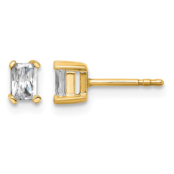 14K Yellow Gold 1/2 ct Lab-Created Diamond VS/SI+ G+, Octagon / Radiant-Cut 4-Prong Stud Earrings - Birthstone Company