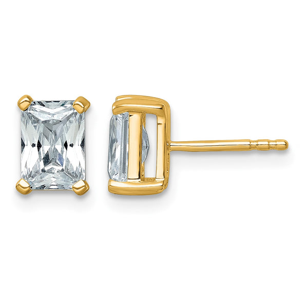 14K Yellow Gold 2 ct Lab-Created Diamond VS/SI+ G+, Octagon / Radiant-Cut 4-Prong Stud Earrings - Birthstone Company
