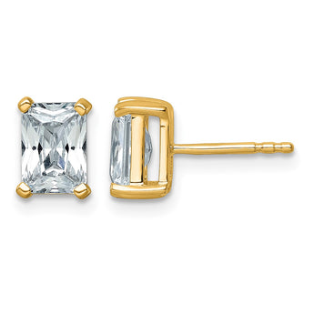 14K Yellow Gold 2 ct Certified Lab-Created Diamond VS/SI+ G+, Octagon / Radiant-Cut 4-Prong Stud Earrings - Birthstone Company
