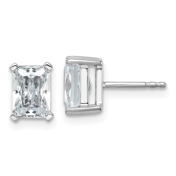 14K White Gold 3 ct Certified Lab-Created Diamond VS+ F+, Octagon / Radiant-Cut 4-Prong Stud Earrings