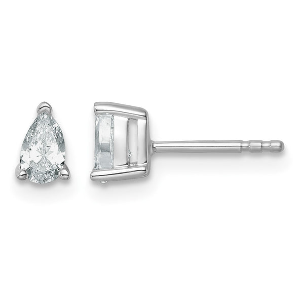 14K White Gold 1/2 ct Lab-Created Diamond VS+ F+, Pear-Cut 3-Prong Stud Earrings - Birthstone Company