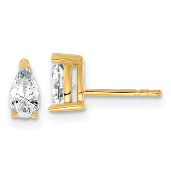 14k Yellow Gold 2/3 ctw Lab Grown Diamond VS/SI+ G+ Pear 4 Prong Heavy Wt. Stud Earrings