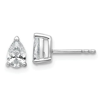 14k White Gold 3/4 carat Certified Lab Grown Diamond VS+ F+ Complete Pear Three Prong Stud Earrings