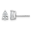 14k White Gold 3/4 carat Certified Lab Grown Diamond VS+ F+ Complete Pear Three Prong Stud Earrings - Birthstone Company