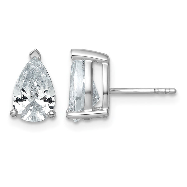 14K White Gold 3 ct Certified Lab-Created Diamond VS+ F+, Pear-Cut 3-Prong Stud Earrings - Birthstone Company