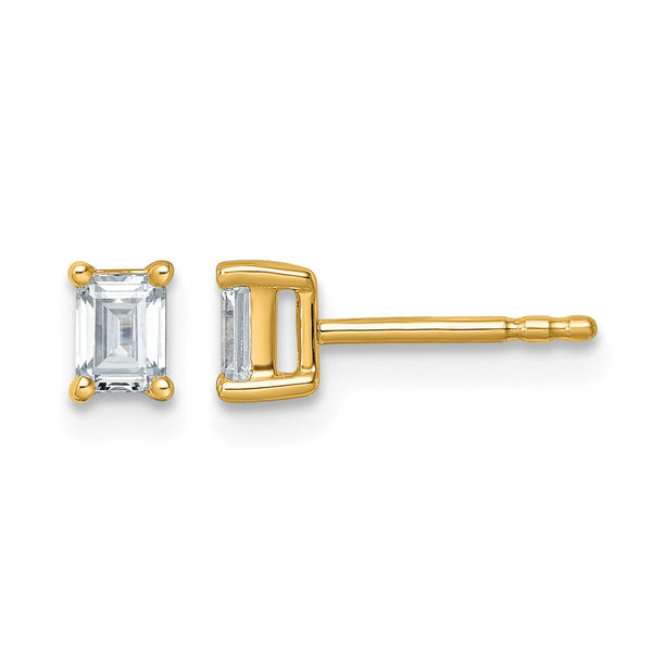 14K Yellow Gold 1/2 ct Lab-Created Diamond VS+ F+, Octagon / Emerald-Cut 4-Prong Stud Earrings - Birthstone Company