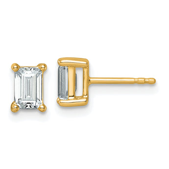 14K Yellow Gold 1 1/2 ct Lab-Created Diamond VS+ F+, Octagon / Emerald-Cut 4-Prong Stud Earrings