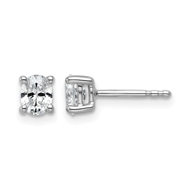 14K White Gold 1/2 ct Certified Lab-Created Diamond VS+ F+, Oval-Cut 4-Prong Stud Earrings - Birthstone Company