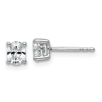 14K White Gold 1/2 ct Lab-Created Diamond VS/SI+ G+, Oval-Cut 4-Prong Stud Earrings