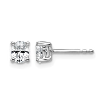 14K White Gold 1/2 ct Certified Lab-Created Diamond VS+ F+, Oval-Cut 4-Prong Stud Earrings