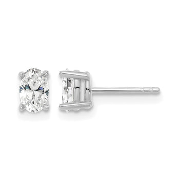 14k White Gold 2/3 carat total weight Oval VS/SI GH Lab Grown Diamond Stud Post Earrings - Birthstone Company