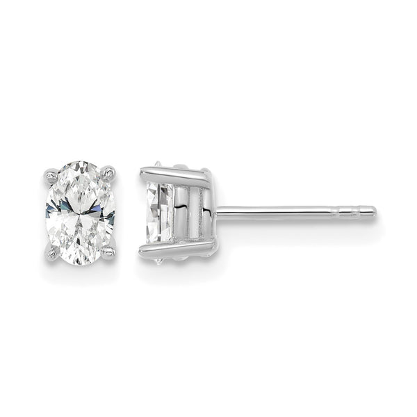 14k White Gold 2/3 carat total weight Oval VS/SI GH Lab Grown Diamond Stud Post Earrings - Birthstone Company