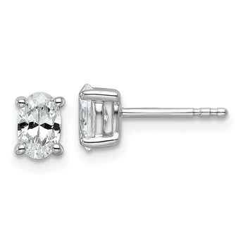 14K White Gold 3/4 ct Certified Lab-Created Diamond VS+ F+, Oval-Cut 4-Prong Stud Earrings