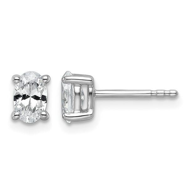 14K White Gold 3/4 ct Lab-Created Diamond VS+ F+, Oval-Cut 4-Prong Stud Earrings - Birthstone Company