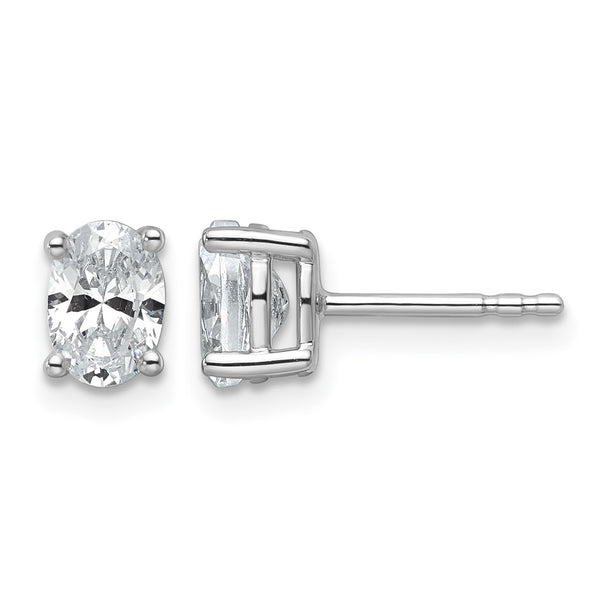 14k White Gold 3 carat Lab Grown Diamond VS/SI+ G+ Complete Oval Four Prong Stud Earrings - Birthstone Company