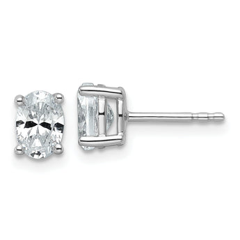 14K White Gold 3 ct Lab-Created Diamond VS/SI+ G+, Oval-Cut 4-Prong Stud Earrings