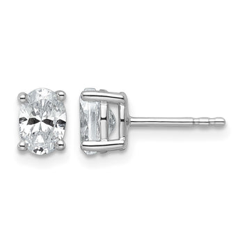 14k White Gold 1 carat total weight Oval VS/SI GH Lab Grown Diamond Stud Post Earrings - Birthstone Company
