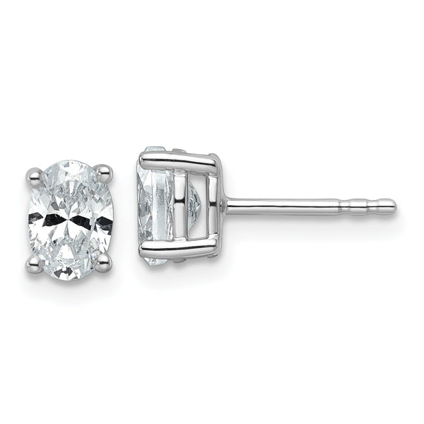 14k White Gold 3 carat Lab Grown Diamond VS/SI+ G+ Complete Oval Four Prong Stud Earrings