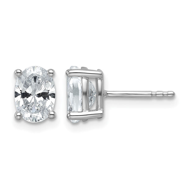 14K White Gold 1 1/2 ct Lab-Created Diamond VS/SI+ G+, Oval-Cut 4-Prong Stud Earrings - Birthstone Company