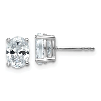 14K White Gold 1 1/2 ct Lab-Created Diamond VS/SI+ G+, Oval-Cut 4-Prong Stud Earrings