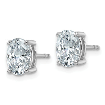 14K White Gold 2 ct Certified Lab-Created Diamond VS+ F+, Oval-Cut 4-Prong Stud Earrings