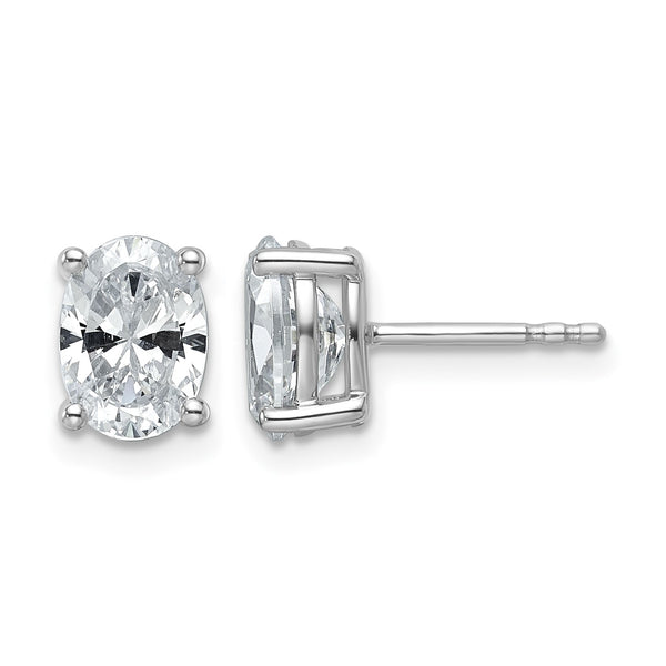 14K White Gold 2 ct Lab-Created Diamond VS+ F+, Oval-Cut 4-Prong Stud Earrings - Birthstone Company