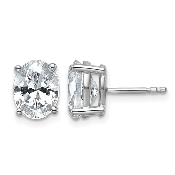 14K White Gold 3 ct Lab-Created Diamond VS+ F+, Oval-Cut 4-Prong Stud Earrings - Birthstone Company