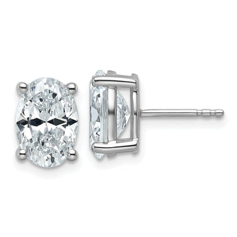 14K White Gold 4 ct Lab-Created Diamond VS+ F+, Oval-Cut 4-Prong Stud Earrings