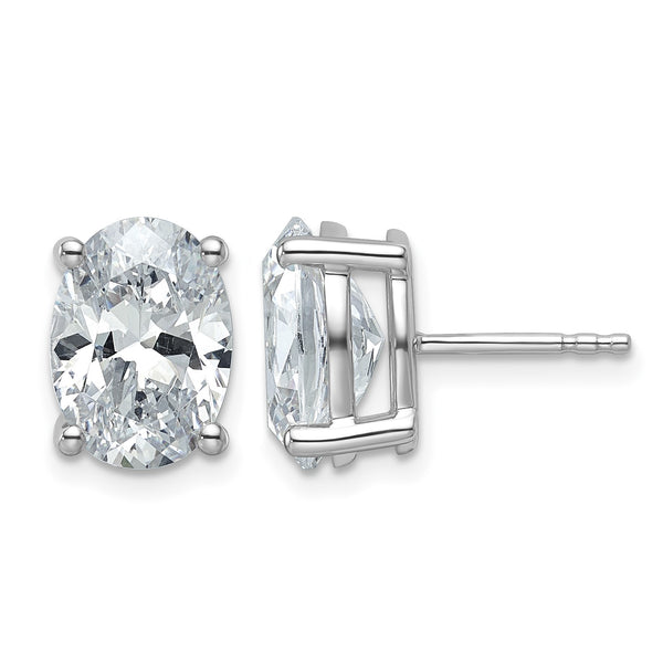 14K White Gold 5 ct Lab-Created Diamond VS+ F+, Oval-Cut 4-Prong Stud Earrings - Birthstone Company
