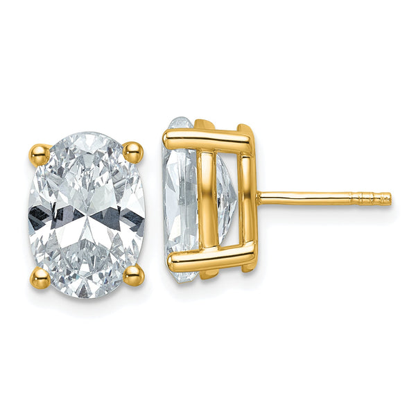 14K Yellow Gold 6 ct Lab-Created Diamond VS/SI+ G+, Oval-Cut 4-Prong Stud Earrings