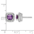 14k White Gold 3/8 carat Lab Grown Diamond VS/SI+ G+ February Birthstone Amethyst Halo Post Earrings - Birthstone Company
