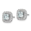 14k White Gold 3/8 carat Lab Grown Diamond VS/SI+ G+ March Birthstone Aquamarine Halo Post Earrings - Birthstone Company