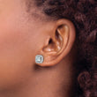 14k White Gold 3/8 carat Lab Grown Diamond VS/SI+ G+ March Birthstone Aquamarine Halo Post Earrings - Birthstone Company