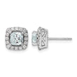 14k White Gold 3/8 carat Lab Grown Diamond VS/SI+ G+ March Birthstone Aquamarine Halo Post Earrings - Birthstone Company