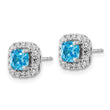 14k White Gold 3/8 carat Lab Grown Diamond VS/SI+ G+ December Birthstone Blue Topaz Halo Post Earrings - Birthstone Company