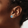 14k White Gold 3/8 carat Lab Grown Diamond VS/SI+ G+ December Birthstone Blue Topaz Halo Post Earrings - Birthstone Company