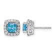 14k White Gold 3/8 carat Lab Grown Diamond VS/SI+ G+ December Birthstone Blue Topaz Halo Post Earrings - Birthstone Company