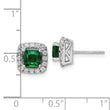 14K White Gold Lab Grown Diamond and Created Emerald Halo Post Earrings