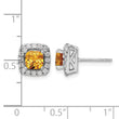 14k White Gold 3/8 carat Lab Grown Diamond VS/SI+ G+ November Birthstone Citrine Halo Post Earrings - Birthstone Company