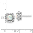 14K White Gold Lab Grown Diamond and Opal Halo Post Earrings