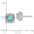 14K White Gold Lab Grown Diamond and Cr Paraiba Halo Post Earrings