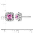14k White Gold 3/8 carat Lab Grown Diamond VS/SI+ G+ October Birthstone Lab Created Pink Sapphire Halo Post Earrings - Birthstone Company