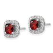 14k White Gold 3/8 carat Lab Grown Diamond VS/SI+ G+ January Birthstone Garnet Halo Post Earrings - Birthstone Company