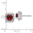 14K White Gold Lab Grown Diamond and Garnet Halo Post Earrings