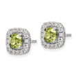 14K White Gold Lab Grown Diamond and Peridot Halo Post Earrings