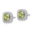 14k White Gold 3/8 carat Lab Grown Diamond VS/SI+ G+ August Birthstone Peridot Halo Post Earrings - Birthstone Company