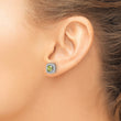 14k White Gold 3/8 carat Lab Grown Diamond VS/SI+ G+ August Birthstone Peridot Halo Post Earrings - Birthstone Company